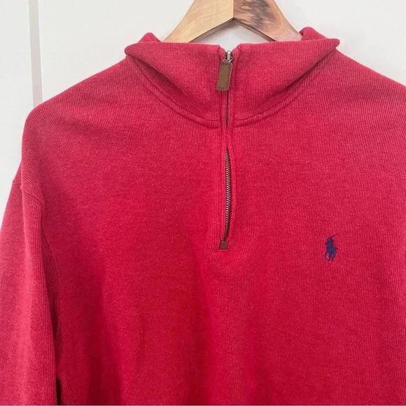 Polo Ralph Lauren Half-Zip Long Sleeve Red Knit Pullover XL - Picture 4 of 6